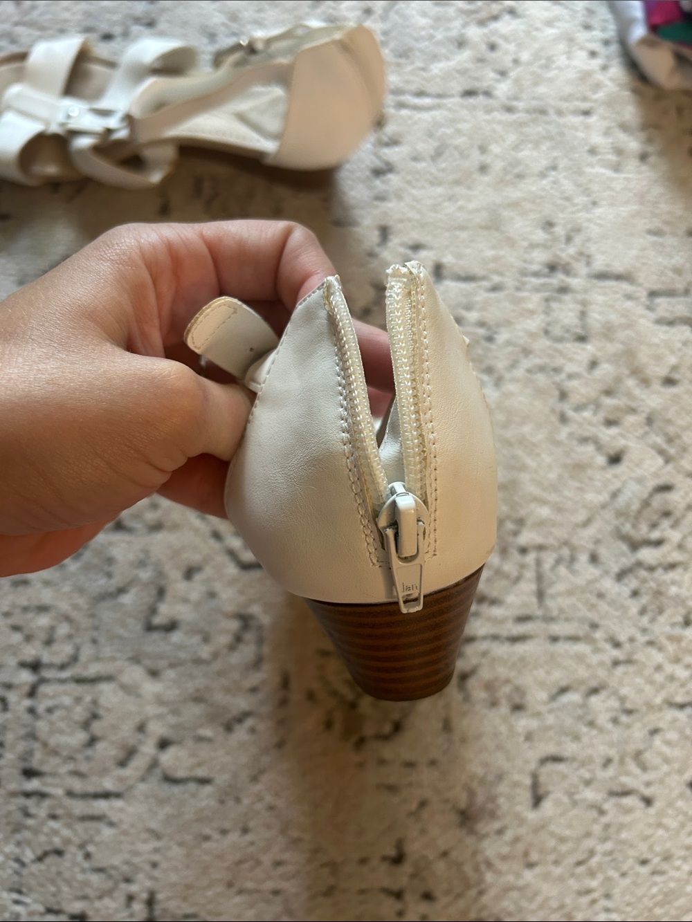 Women’s White T-Strap Buckle Sandals - Picture 3 of 6